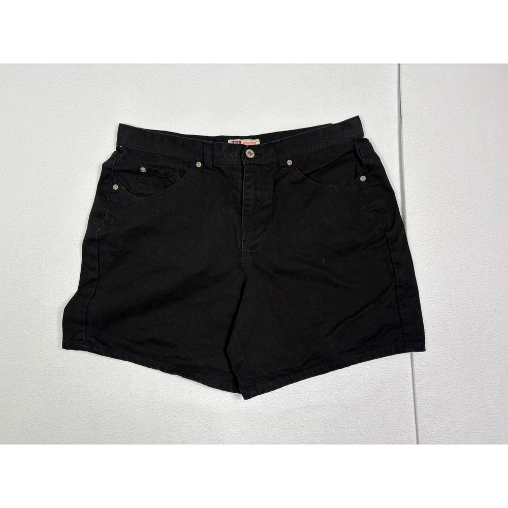 Faded Glory Originals Womens 12 Black Denim Shorts High Rise Cotton